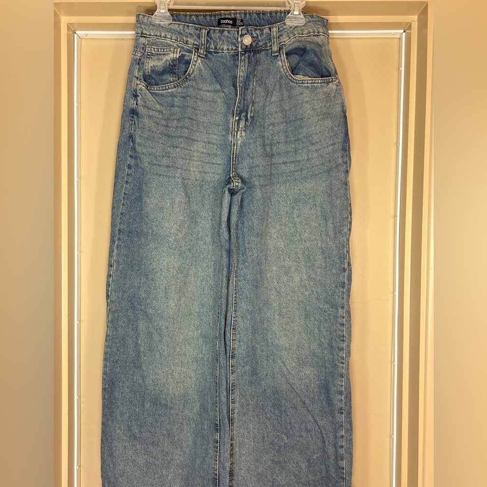 Boohoo Light Blue Wide Leg Jeans